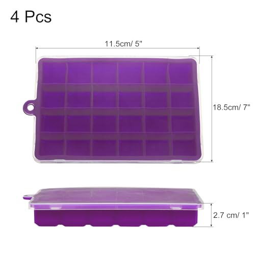 Set de 4 moldes de silicona para cubitos de hielo con tapa morada miniatura 2