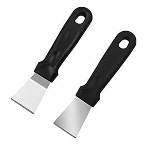 2Pack Blackstone Griddle Scraper Tool QIANBEIY Metal Small Grill Scraper for Outdoor BBQ Stiff Grill Pan Cleaning Scraper Spatula, No need to change Flexible Blades