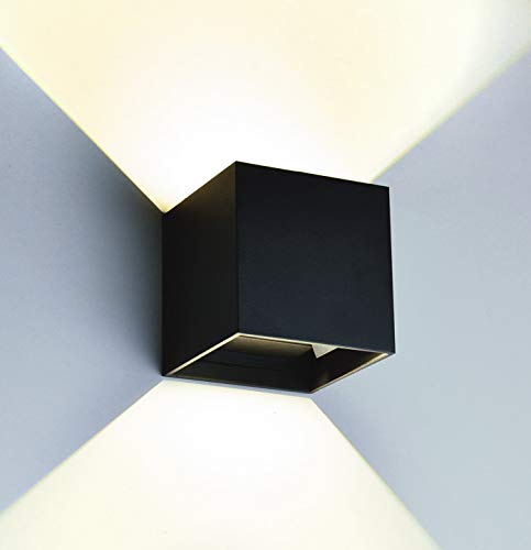 Lámpara de pared LED moderna de 12W / ángulo de haz ajustable a prueba de agua, caja de aleación de aluminio blanco cálido 3000k, adecuada para interiores/exteriores