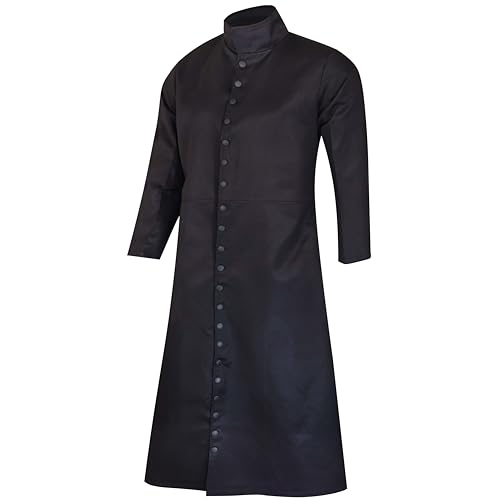 Darkrock Neo Matrix Heavy Duty Cotton Keanu Reeves Long Ruffle Black Gothic Cosplay Trench Coat | Trench Coat Men | Long Coat4