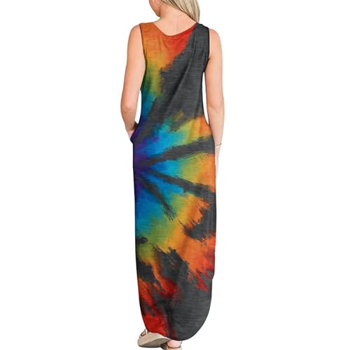 Image of FANDEE Women's Casual Summer Loose Sunresses Long Dresses Sleeveless Split Maxi Beach Dress with Pockets