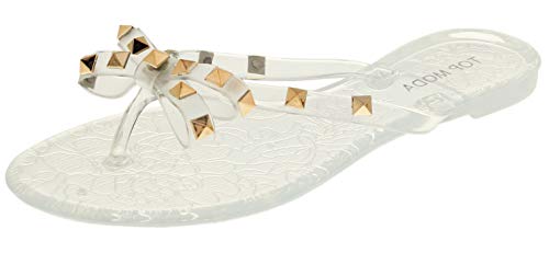 Image of TOP Moda Womens Studded Jelly Flip Flops Sandals with Bow
