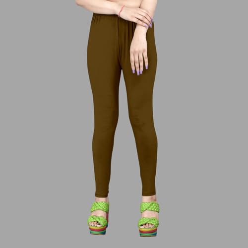 Image of Women's Solid Mid Rise Slim Fit Ankle Length Leggings - Comfortable and Stylish Yoga Pants for Workout, Running and Everyday Wear