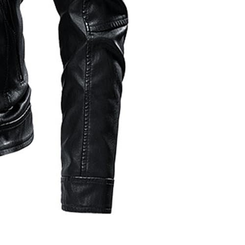 JEShifangjiusu Men'S Stand Collar Bomber Faux Leather Jacket Casual Slim Fit Pu Motorcycle Jacket Lightweight Leather Jacket4