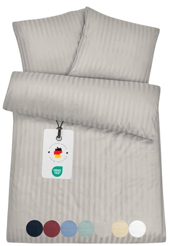 Traumhaft Schlafen - Castell - Markenbettwäsche 0600866 Bettwäsche Garnitur mit Kopfkissenbezug Baumwoll-Satin 1x 135x200 cm + 1x 80x80 cm titanium