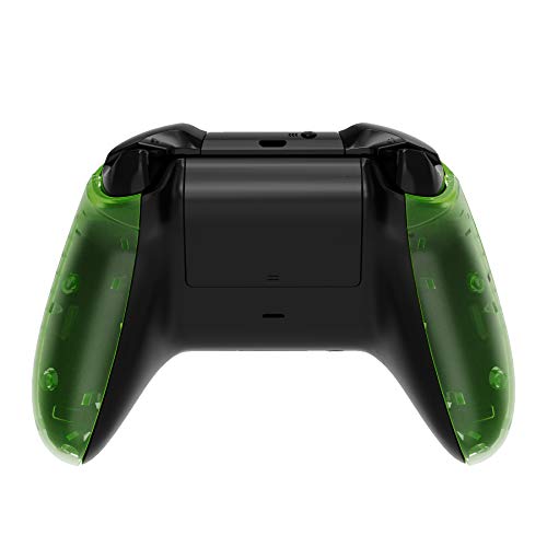 Image of eXtremeRate Transparent Clear Green Faceplate Side Rails for Xbox One Wireless Controller Model 1708, Replacement Front Housing Shell Panels for Xbox One X & One S Controller