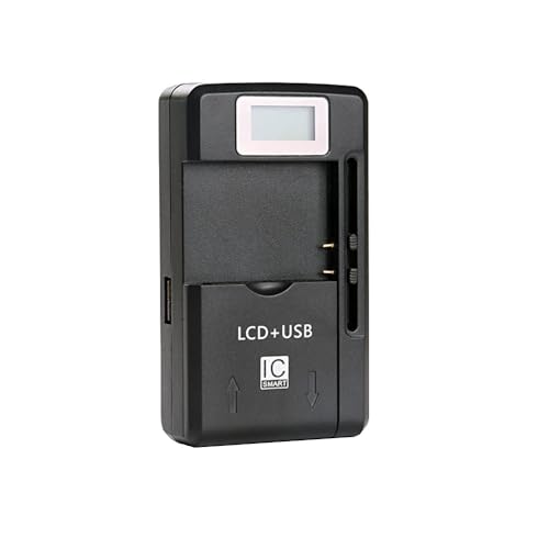 Trade-Shop Station de charge universelle LCD Li-ion 3,7 V jusqu'à 6,5 cm, station réglable, compatible avec de nombreux smartphones et appareils photo numériques