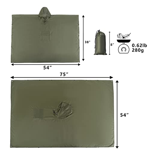 salamra Hooded Rain Poncho Waterproof Raincoat Jacket for Men/Women/Adults with Pocket2