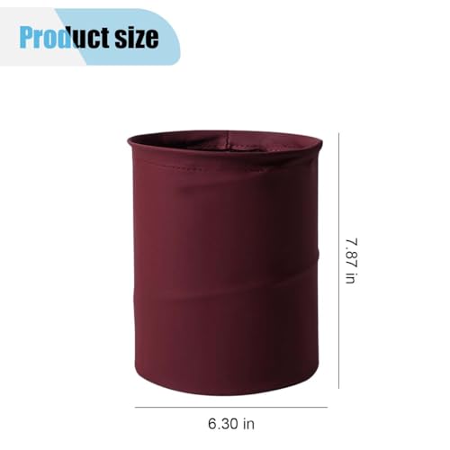 Image of Collapsible Trash Can Car Garbage Bag - Leather Pop-up Car Trash Bin with Elastic Band - Hanging Foldable Garbage Can Vehicle Waste Basket Bin - Double-Layer Washable Bag for Cars Camping (Red)
