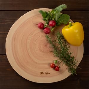 Amazon | 【桧】年輪 天然一枚板 まな板、料理プレート (直径 26cm