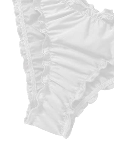 Shein Women's Ruffle Bikini Bottom Ruched Swimsuit Bottom Solid Swim Briefs White X-Small #TOP4