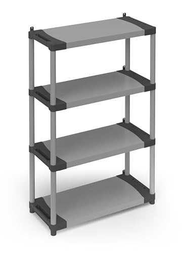 Adventa: Estantería de Resina de PVC y PP, 4 estantes, fácil de Montar, Modular System, Resistente, Apta para ambientes Interiores y Exteriores, 80 x 40 x 165 cm