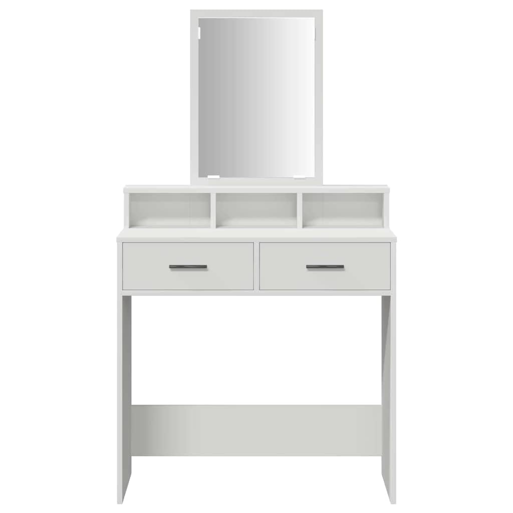 Schminktisch mit Schubladen Weiß Holzwerkstoff 79 x 41 x 140 cm Makeup Tisch mit Spiegel Stauraum für Schlafzimmer Mädchen Frau