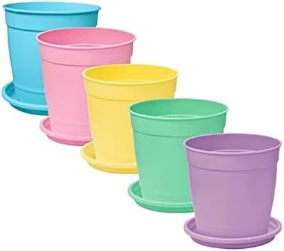 Kit 5 Vaso Aquarela Mini Com Prato Nutriplan Colorido - !