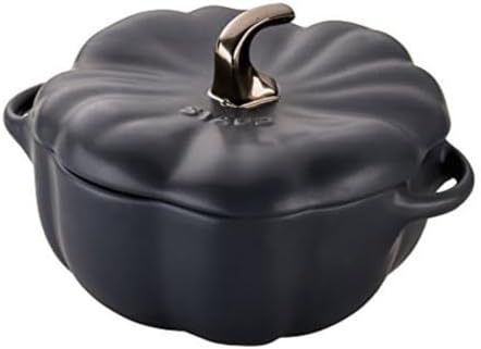 STAUB Ceramic 0.75-qt Petite Ceramic Pumpkin, Oven & Stove Safe up to 572°F, Pumpkin Dish, Ceramic Baking Dish, Candy Dish, Matte Black