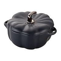 STAUB Ceramic 0.75-qt Petite Ceramic Pumpkin, Oven & Stove Safe up to 572°F, Pumpkin Dish, Ceramic Baking Dish, Candy Dish, Matte Black