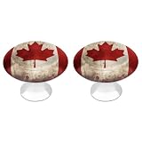 Confezione da 2 pomelli rotondi per armadietti con bandiera canadese retrò da 2,8 cm, in acciaio inossidabile, pomelli a foro singolo, con viti, maniglie per porte, maniglie da cucina, per bagno
