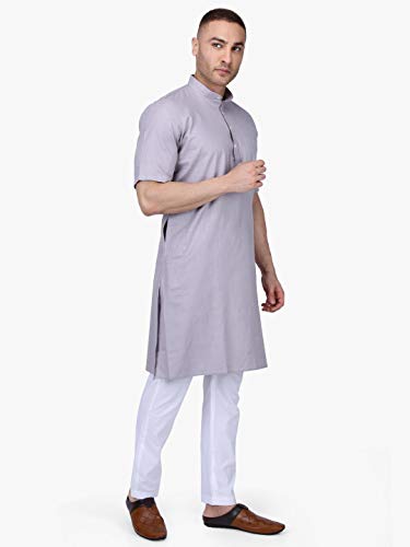 Image of Rajubhai Hargovindas Men's Premium Cotton Half Sleeve Solid Kurta