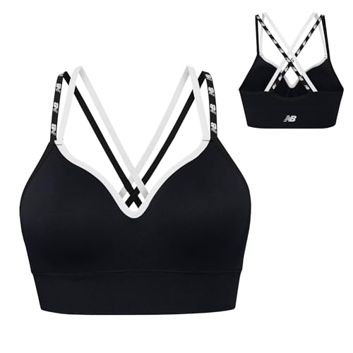 New Balance Women's Sports Bra with Molded Cups, High Impact Athletic Workout Set, Crisscross Strap, Black, M - image 5