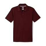 French Toast Boys' Moisture Wicking Performance Sport Polo Short Sleeve Shirt, Burgundy, 10-12