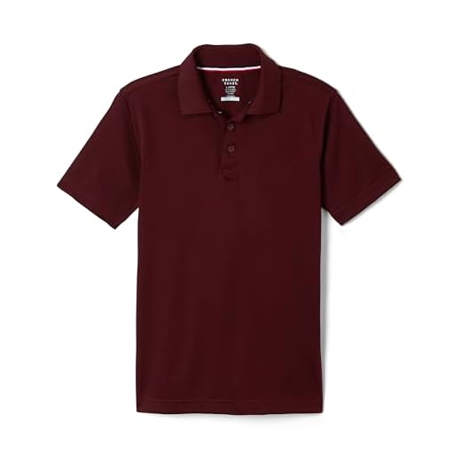 French Toast Boys' Short Sleeve Moisture Wicking Stretch Sport Polo Shirt (Kids Standard & Husky Sizes), Burgundy, 10-12