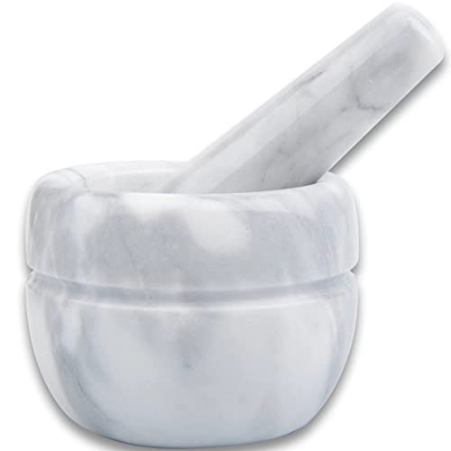 Aisiming Mortar And Pestle Set Polished Natural Marble Stone Guacamole Molcajete Bowl With Silicone Pad, Stainless Spoon And Small Brush (Small, Light White Gray) #TOP4