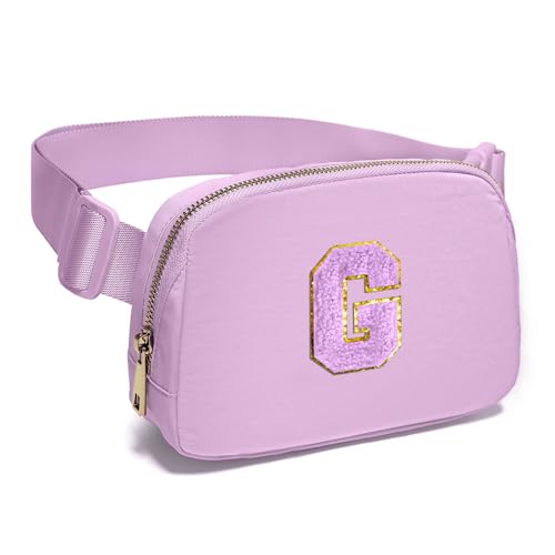 Image of Gitus Gifts for 8 9 10 11 12 Year Old Girls Belt Bag Fanny Pack Crossbody Bags with Initial Letter Patch Cute Stuff Birthday Gifts for Teen Girls Women Personalized Trend Stuff (Lavender-G)