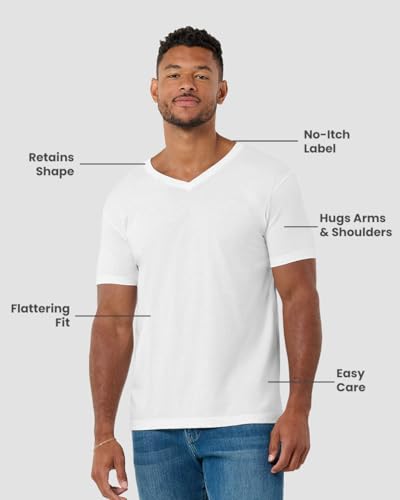 Image of Men's V-Neck T-Shirt Fitted Short Sleeve Soft Cotton Vneck Tees S-2XL
