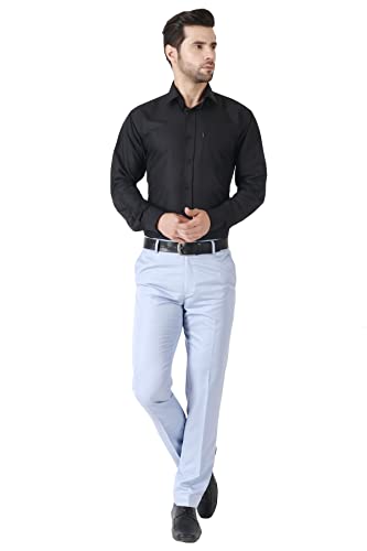Image of MALENO Men's Slub Effect Solid Trouser | Classic Slim Fit Formal Trousers for Men | Slim Fit Trousers for Men