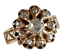 SILVERWORLDSHOP 2 Ct Antique 1870s Victorian Old Mine Cut Diamond