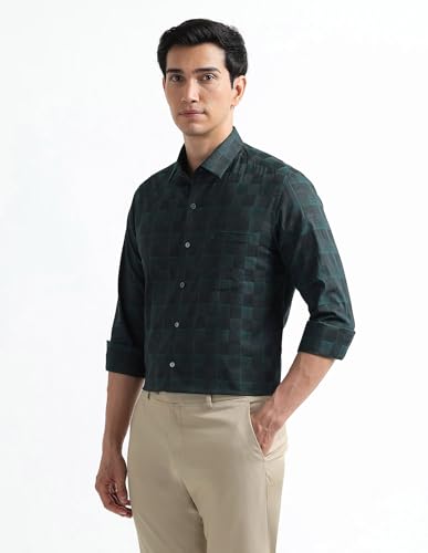 Image of Arrow Checked Slim Fit Mens Formal Shirt - Cotton, Breathable & Comfortable, Full Sleeves Shirts for Men