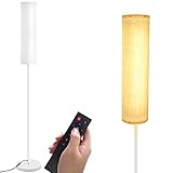 Stehlampe wohnzimmer, Wellwerks Modern Leselampe 12W LED Dimmbar mit 5 Farbtemperaturen, Fernbedienung und Wandschaltersteuerung, 3000K-5500K Stehlampe dimmbar für Wohnzimmer, Schlafzimmer, Büro（Weiß）