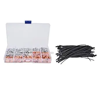 Non Insulated Terminal, 970Pcs/Set Brass+PVC+Alloy Oxidation Resistance Wire Ferrules Kit Various Sizes for Wires