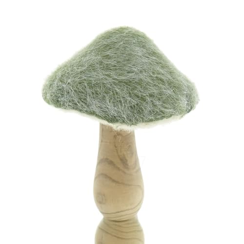 Gasper Herbst- und Weihnachtsdeko Pilz Grün & Natur Ø 11 cm - Holz &...