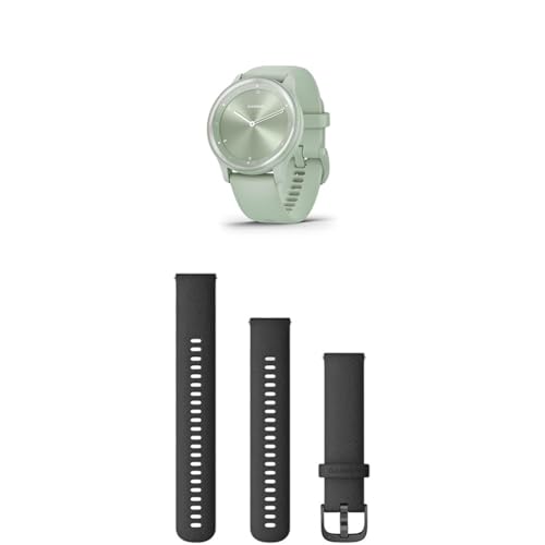 Garmin vívomove Sport, Hybrid Smartwatch with up to 5 days battery life, Cool Mint & Quick Release Band (20 mm) - Black with Slate