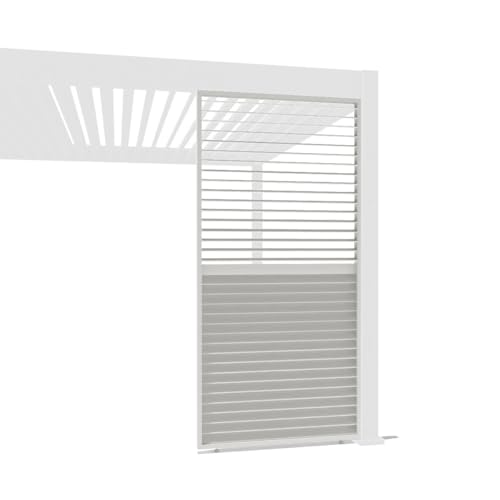 Weide Verstellbare Horizontale Lamellenwand Paneel Zubehör für Weide Pergola | Aluminium | Anthrazit, Holzoptik | 3 Breiten | Flexibler Sichtschutz und optimale Luftzirkulation (Weiß, 113 cm)
