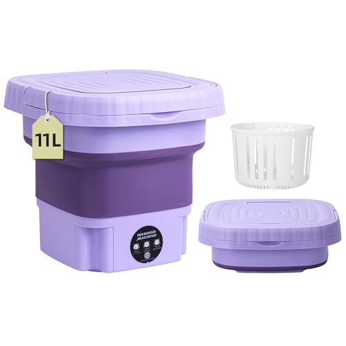 Máquina de lavar portátil, mini lavadora, máquina de lavar dobrável de grande capacidade 11L, limpeza profunda para roupas íntimas, roupas de bebê ou itens pequenos, adequada para apartamentos,