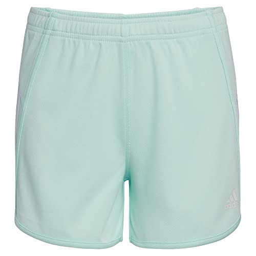 Adidas Girls' Little Elastic Waistband 3 Stripe Mesh Short, Ice Mint, Small (7/8) #TOP19