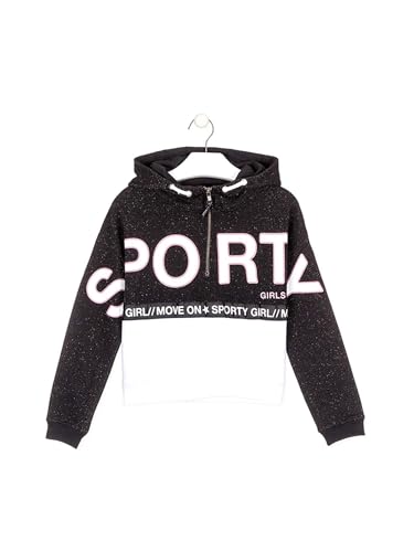 Sweat-shirt en peluche Losan noir pour fille de 14 ans avec détails en lurex brillant