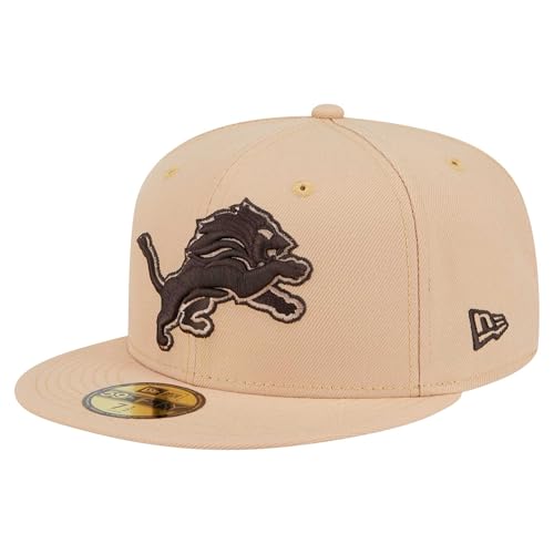 Casquette fitted New Era 59Fifty Detroit Lions couleur camel aux finitions brodées
