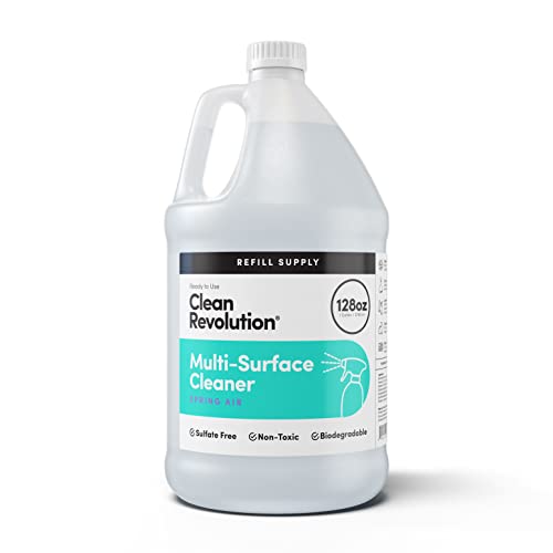 Clean Revolution Multi Surface Cleaner Refill Supply Non-Toxic Eco-Friendly & Plant-Based Ready to Use Spring Air 128 Fl Oz (1 Gallon)