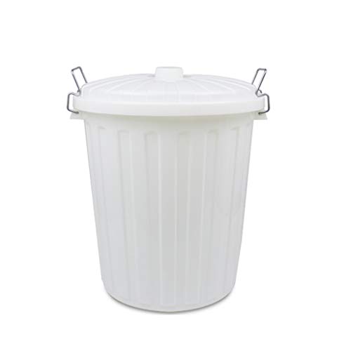 Trash can Large Capacity with Cover Outdoor Dustbins Plastic Barrel Shaped Wear-resistant Thickening Trash Can Waste Recycling Compost Bins Garbage Bin ( Color : White , Size : 19.714.3822.65inchs )