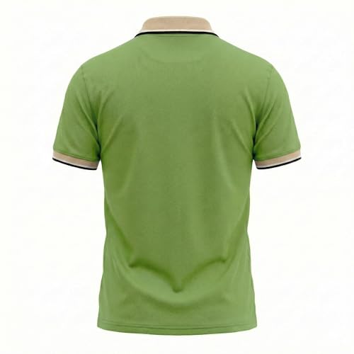 Image of Regular Fit Solid Half Sleeve Casual Tipping Collar Polo T-Shirt for Men