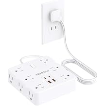HOPOW 2 Prong Power Strip, 2 Prong to 3 Prong Outlet Adapter with 12 AC & 4 USB2 USB-C, 1700J Two Prong Surge Protector, 5FT Extension Cord, Wall Mountable, Ideal for Old House Non-Grounded Outlets