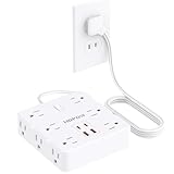 HOPOW 2 Prong Power Strip, 2 Prong to 3 Prong Outlet Adapter with 12 AC & 4 USB(2 USB-C), 1700J Two Prong Surge Protector, 5FT Extension Cord, Wall Mountable, Ideal for Old House Non-Grounded Outlets