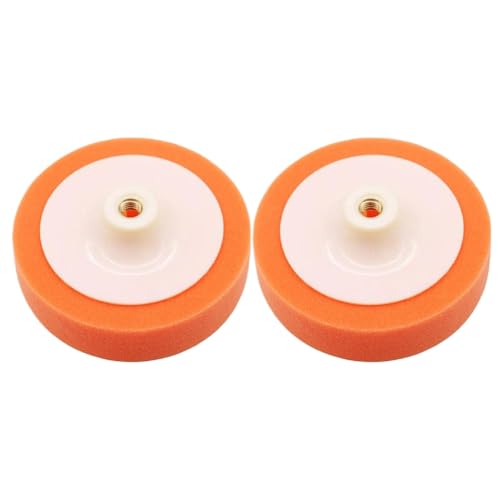 2Pcs 7 Inch 150mm Orange Polishing Sponge Foam Buffing Pad Head Compatible with M14 Backing Plate for Car Polishing(2Pcs)