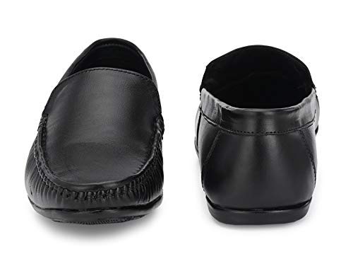 Image of MACTREE Men's Black Genuine Leather Formal Shoes Slip On