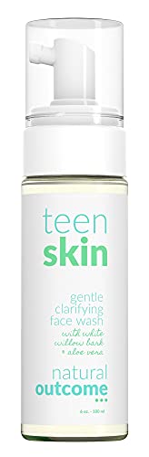 Teen Skin Gentle Foaming Face Wash by Natural Outcome Skin Care - Boys & Girls Facial Cleanser Lotion for Teens, Preteens & Kids to Prevent Acne, Sulfate Free 6 oz