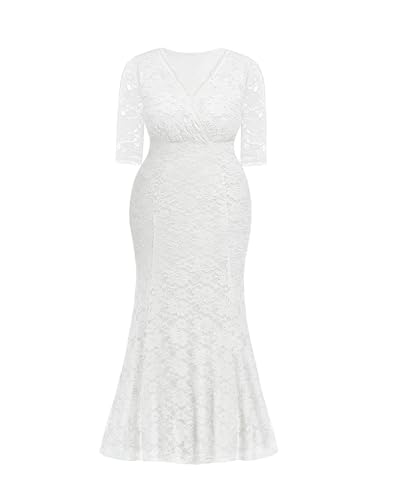 Pinup Fashion Plus Size Wedding Dress Bride White Women Lace Bridal Shower Elegant Simple Mermaid Wrap Long Formal Prom Gowns 2025 thumb #3