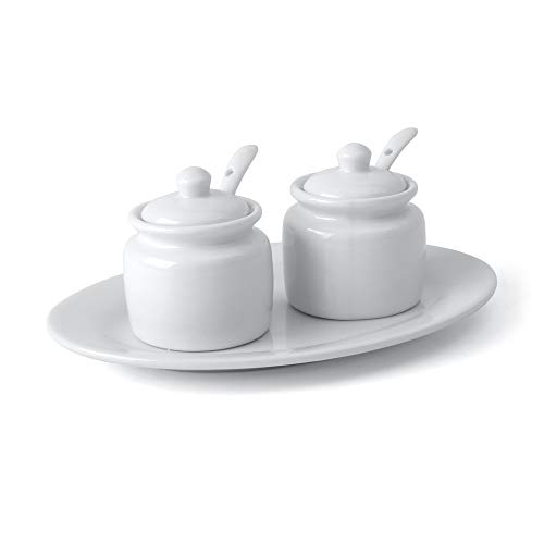Holst Porzellan AT 210 FA4 Dose 0,10 l 'Pott' Set 3-tlg. oval 20 x 15 cm, weiß, 20 x 14.5 x 8 cm, Dosenset 3-tlg.